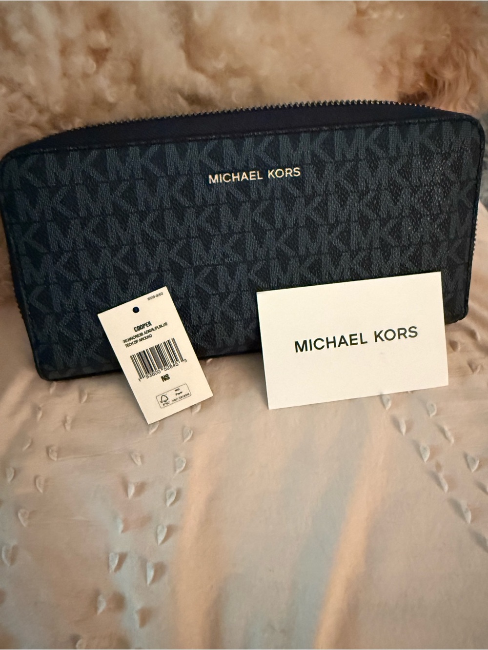 Michael Kors Navy Signature MK Zip Around Wallet